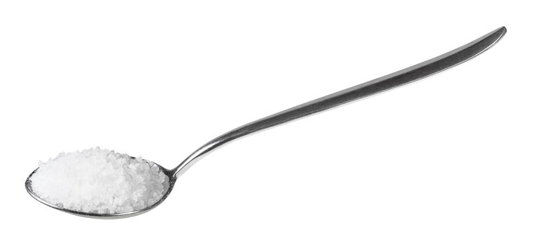 side view of tablespoon with coarse Sea Salt