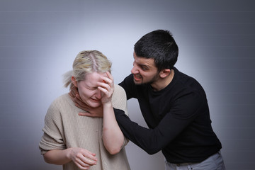 Man brandishing his wife. Husband and wife arguing, man and woman screaming. domestic violence. feminism, narcissism, narcissism, psychopath, psychopathy, personality disorder, toxic relationships