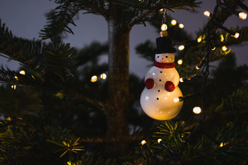 snowman and christmas tree
