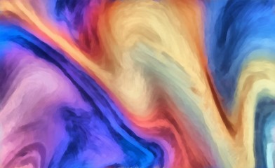 Watercolor marbled background in warm, very bright and juicy colors. Swirl elements design. Abstract acrylic pattern. Fun cartoon stylization. Magic style psychedelic backdrop. Chaotic waves and lines