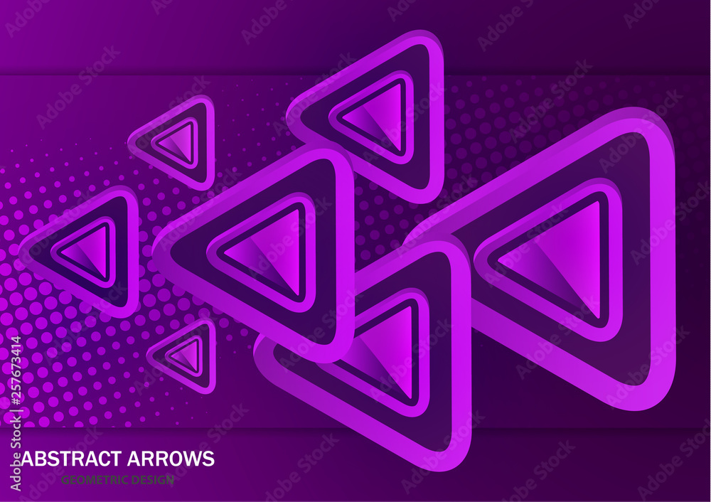 Aufkleber futuristic abstract background template with arrows from triangles. bright geometric design elements