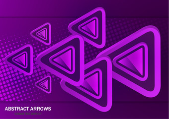 Futuristic abstract background template with arrows from triangles. Bright geometric design elements for banner, poster, business card. Vector illustration