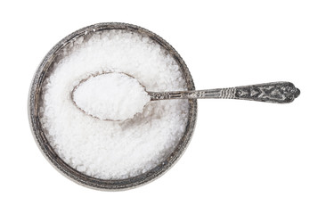 silver salt cellar with spoon with Rock Salt