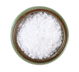 top view ceramic salt cellar with coarse Sea Salt