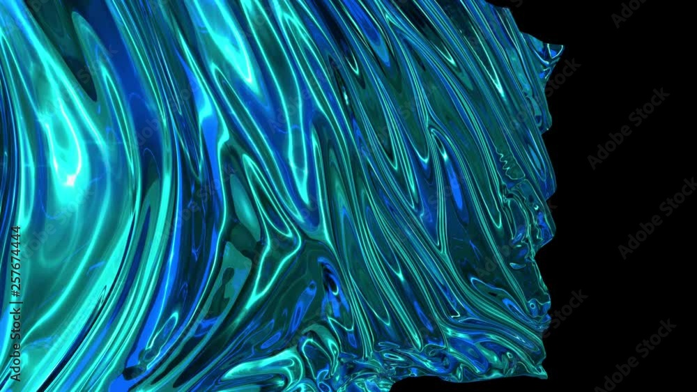 Poster blue shiny fabric in slow motion. the fabric develops smoothly in the wind. wind waves spread throug