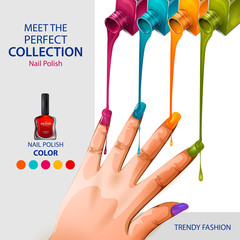 easy to edit vector illustration of advertisement promotion banner for trendy colorful Nail Polish fashion