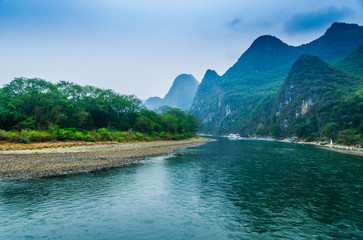 Landscape with river and mountains   