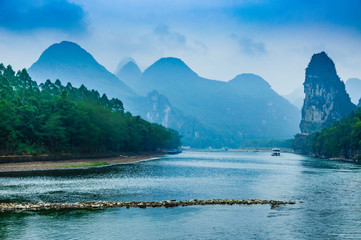Landscape with river and mountains   