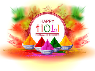 easy to edit vector illustration of Colorful Happy Hoil background for festival of colors in India - 257678065