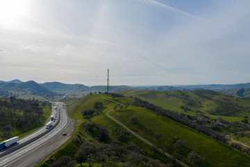 Fototapeta na wymiar Aerial of Highway 58 in Tehachapi California