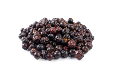juniper berries heap isolated on white background. front view