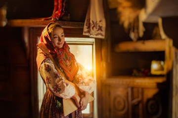 woman in traditional russian folk costume