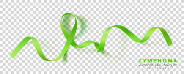 Lymphoma Awareness Month. Lime Green Color Ribbon Isolated On Transparent Background. Vector Design Template For Poster. Illustration.