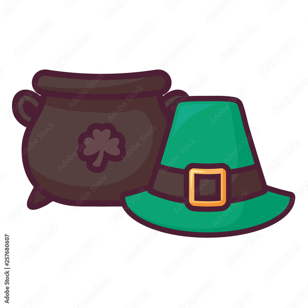 Canvas Prints st patricks leprechaun hat with cauldron