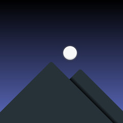 Night Landscape with Moon Application  Adaptive icon Material Design illustration