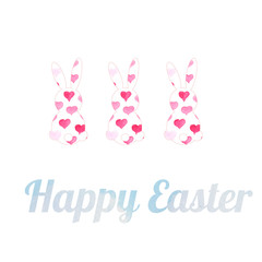 Watercolor illustration happy Easter. Rabbit and Easter eggs. Lettering Happy Easter