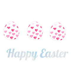 Watercolor illustration happy Easter. Rabbit and Easter eggs. Lettering Happy Easter