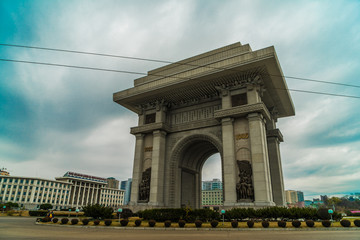 Fototapeta na wymiar north korea Pyongyang triumph arch