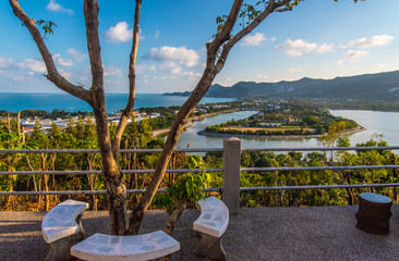 Samui chaweng beach and lake, view from hill . Thailand