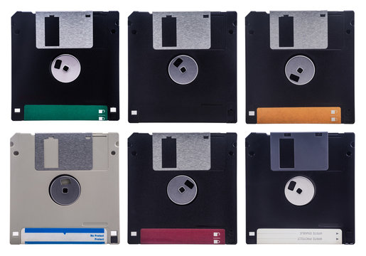 Floppy disc six color isolated