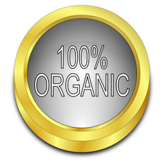 100% Organic Button - 3D illustration