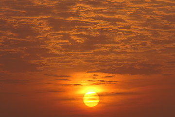 Natural and beautiful sunset with clear clouds in the background