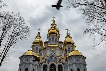 Kharkiv, Ukraine: Mironositskaya Church, known also as Myrrh-Bearers temple, is located in Peremohy Garden Square in front of the State Academic Opera and Ballet Theatre