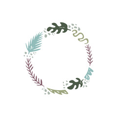 Vector floral illustration, frame or wreath, scrapbook design, pastel florals set, template for logo