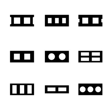 Cinder blocks icons set, vector illustration.