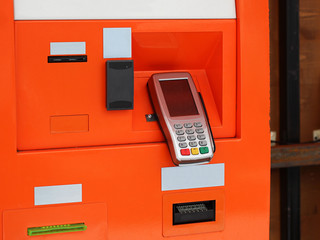 cash machine high resolution, orange color