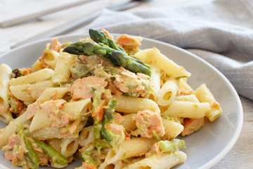 Asparagus and Salmon Penne Pasta