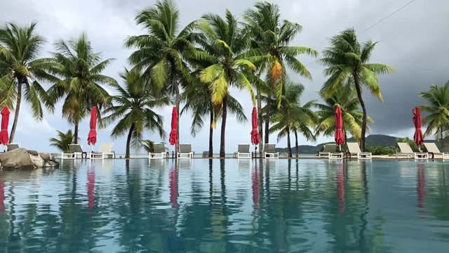 Paradise Island resort swimming pool slow motion view