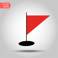 Vector illustration of red triangular waving flag