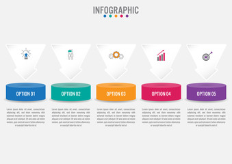 Business infographic labels template with 5 options.Creative concept for infographic..