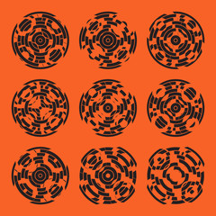 Abstract hightech collection set of 9 radars, Technology circle background