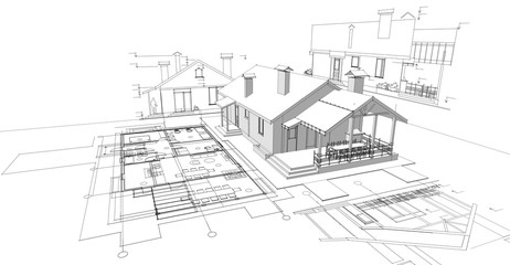 Fototapeta na wymiar house, architectural project, sketch