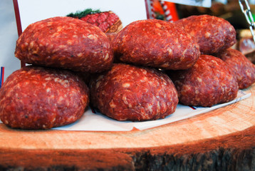 Group of kind of italian salami