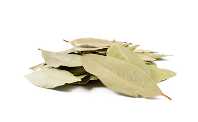 bay leaves heap isolated on white background. front view