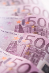 Close-up five houndred euro banknotes money and currency