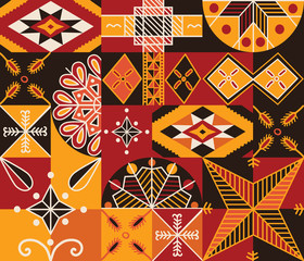 Geometric colorful pattern, seamless background, pysanki, ukrainian eastern eggs painting motifs, vector illustration