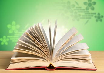 Open book on   table,close up