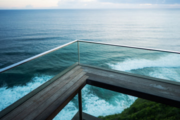 ocean view from the cliff at sunset