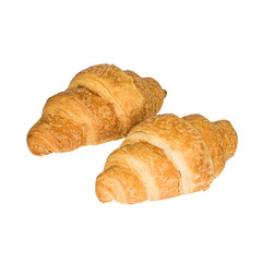 Fresh croissants isolated on white background. File contains clipping path.