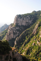 Fototapeta na wymiar View of Montserrat mountains near monastery. Spain