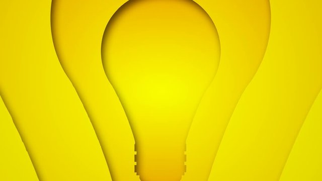 ِAbstract light bulb background. Colorful cartoon intro with yellow bulb tunnel. Creative 3d bulb shape transition. creativity and new ideas background. creative mind and invention concept