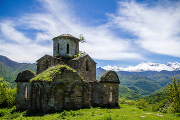 abandoned Sentine church in the Caucasus Mountains