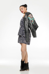 Beautiful african american girl background studio