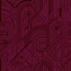 Nahtloses Art-Deco-geometrisches Burgunder-Muster