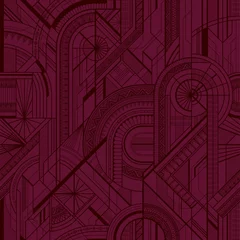 Fotobehang Bordeaux Naadloos art deco geometrisch bordeauxrood patroon