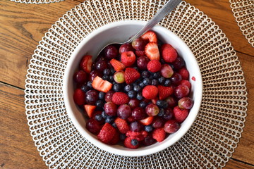 a bowl of fresh fruit in the morning